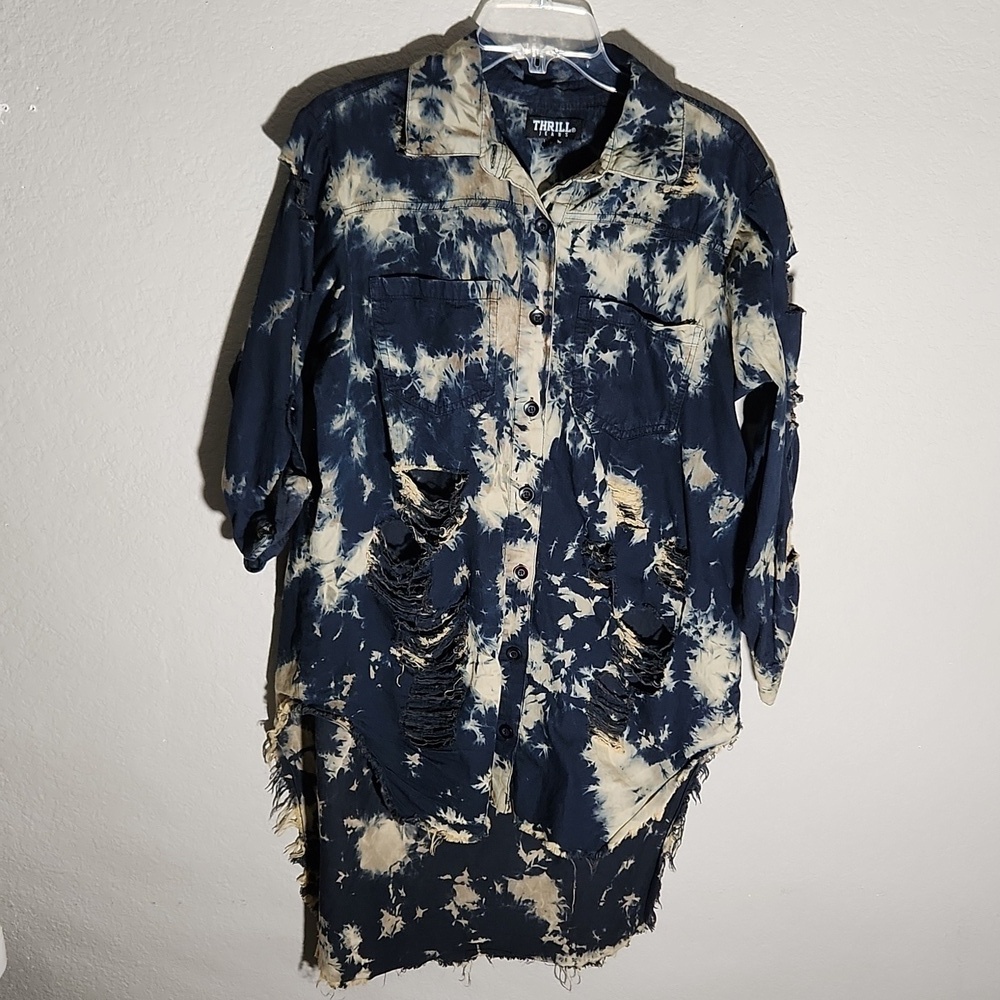 Thrill Shirt Womens Size 1X thrashed distressed distroyed spots Y2K